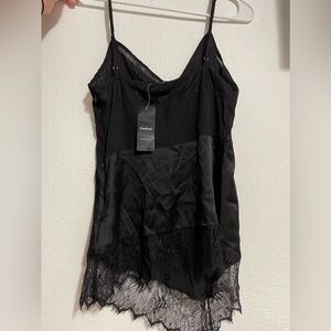 Black silk lace cami | Bebe